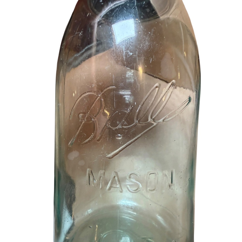 Ball Mason Jar Oil Dispenser Vintage Blue Glass Metal Spout Good Primitive Decor - Picture 3 of 9